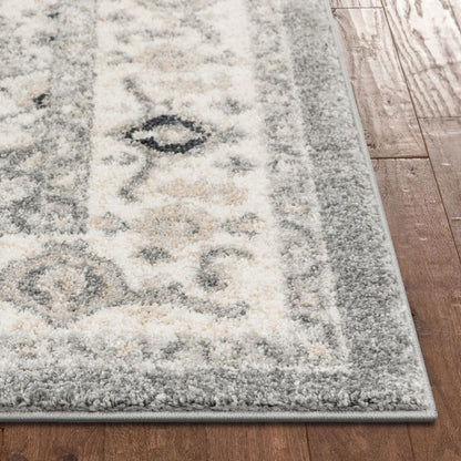 Forti Perisan Medallion Botanical Border Grey Rug MA-27