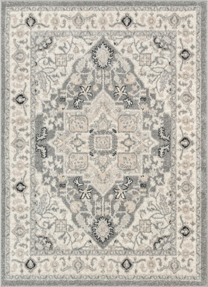 Forti Perisan Medallion Botanical Border Grey Rug MA-27