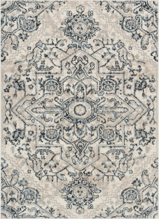 Carpi Vintage Bohemian Medallion Blue Rug MA-54
