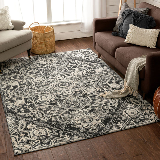 Carpi Vintage Bohemian Medallion Grey Rug MA-57