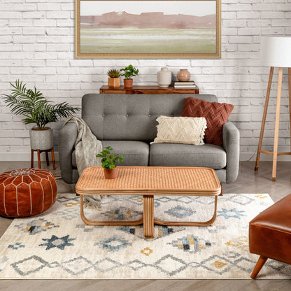 Duchess Moroccan Diamond Pattern Beige Blue Rug MA-92