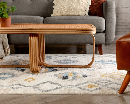 Duchess Moroccan Diamond Pattern Beige Blue Rug MA-92
