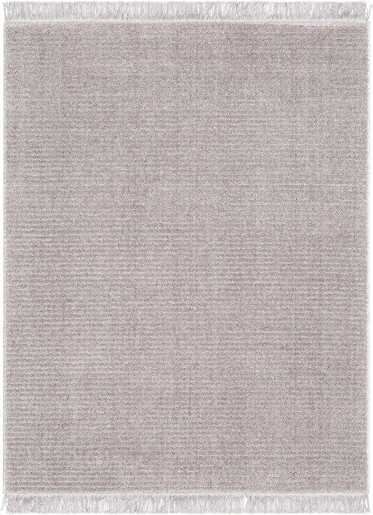 Carlow Solid & Striped Textured Taupe Ivory Ultra Soft High-Low Shag Rug MAI-22