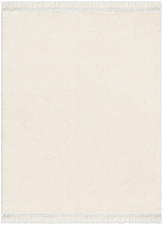 Firth Moroccan Trellis Textured Ivory Ultra Soft High-Low Shag Rug MAI-52