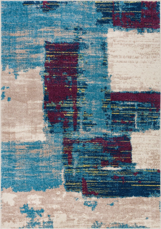 Central Park Blue Abstract Brushstrokes Rug MC-154