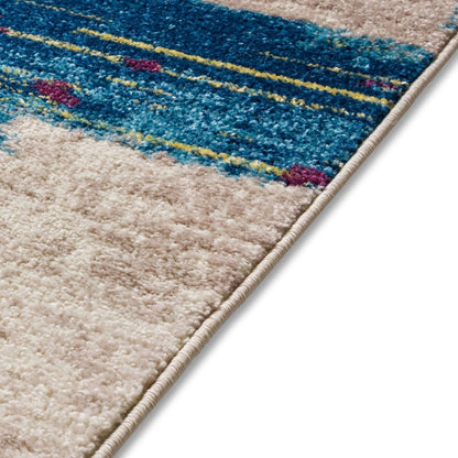 Central Park Blue Abstract Brushstrokes Rug MC-154