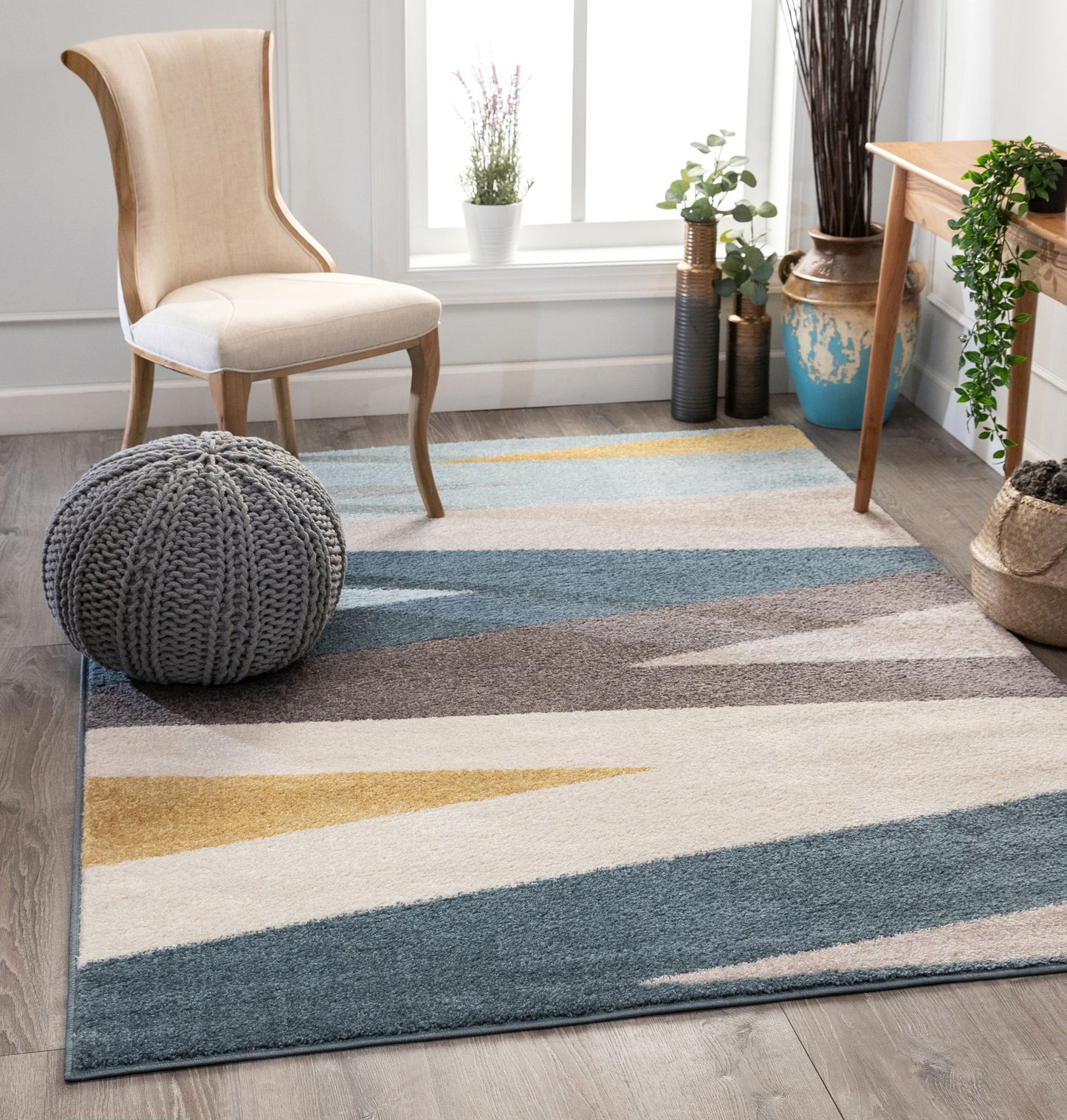 Yuma Modern Abstract Blue Rug MC-374