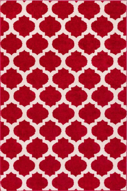 Zoe Red Modern Trellis Rug MC-50