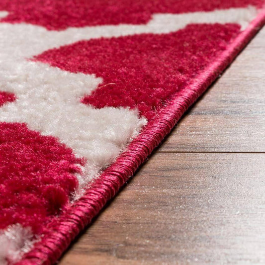 Zoe Red Modern Trellis Rug MC-50