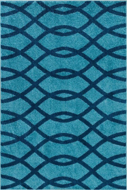 Poofy Light Blue Moderm Trellis Rug MC-96