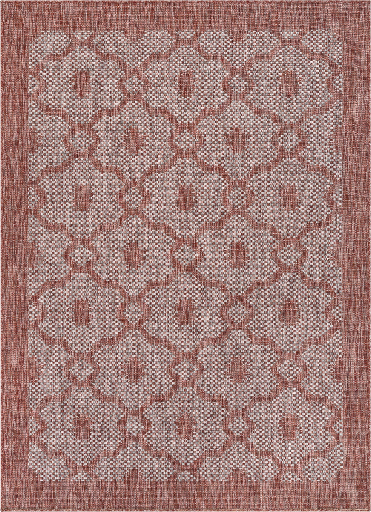 Sol Lattice Trellis Indoor Outdoor Coral Flatweave Rug MED-100