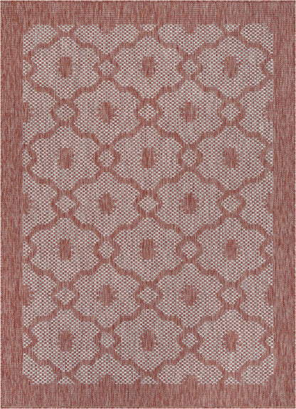 Sol Lattice Trellis Indoor Outdoor Coral Flatweave Rug MED-100