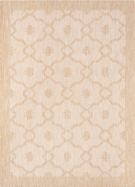 Sol Nordic Lattice Trellis Indoor Outdoor Beige Flatweave Rug MED-102