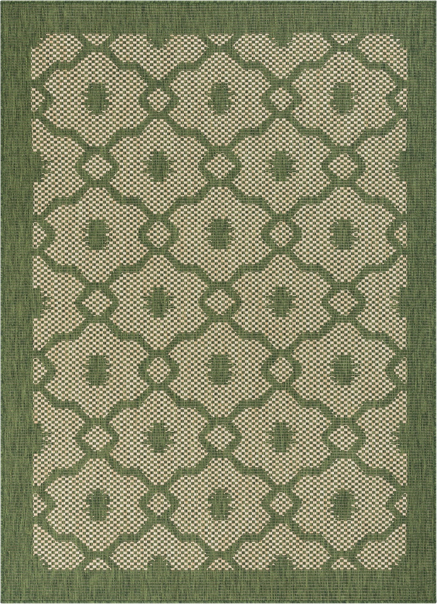 Sol Lattice Trellis Indoor Outdoor Green Flatweave Rug MED-105