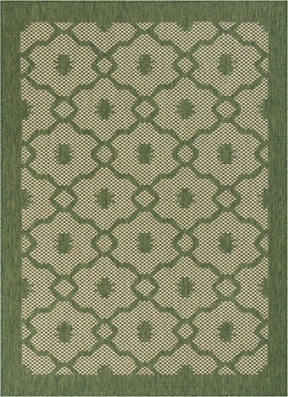 Sol Lattice Trellis Indoor Outdoor Green Flatweave Rug MED-105
