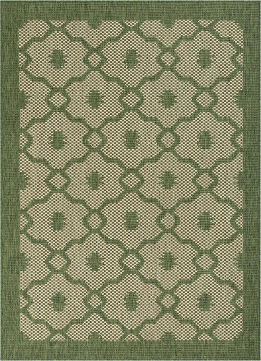 Sol Lattice Trellis Indoor Outdoor Green Flatweave Rug MED-105