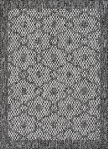 Sol Lattice Trellis Indoor Outdoor Grey Flatweave Rug MED-107