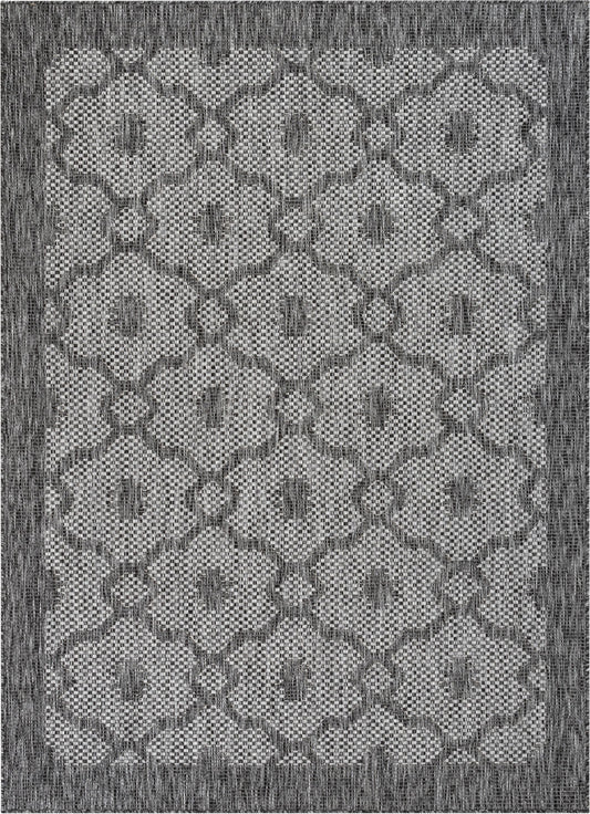 Sol Lattice Trellis Indoor Outdoor Grey Flatweave Rug MED-107