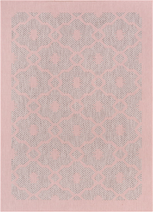 Sol Lattice Trellis Indoor Outdoor Blush Flatweave Rug MED-109