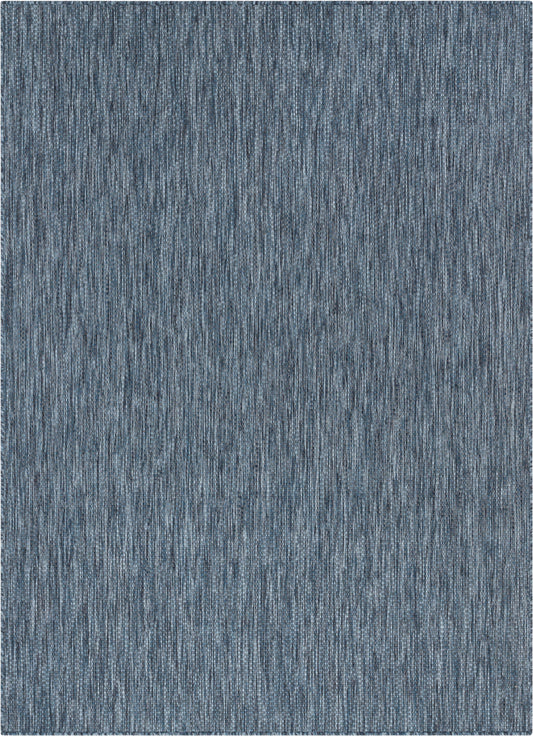 Leif Nordic Geometric Pattern Indoor Outdoor Blue Flatweave Rug MED-144