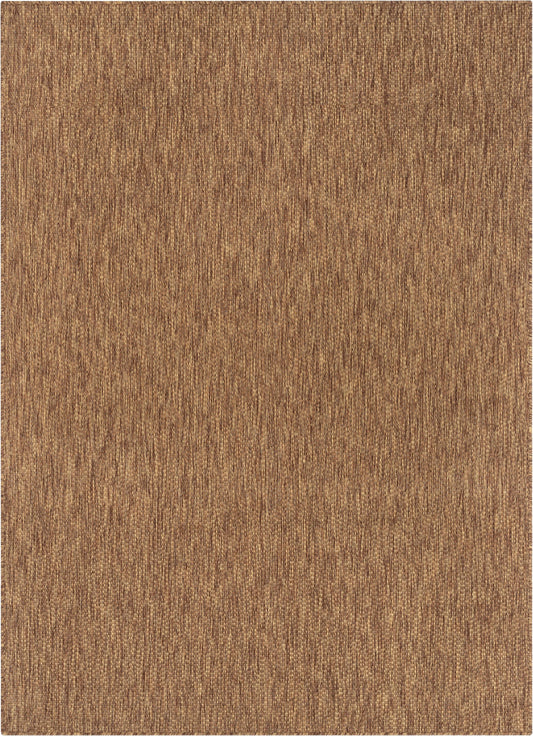 Leif Nordic Geometric Pattern Indoor Outdoor Coffee Flatweave Rug MED-149