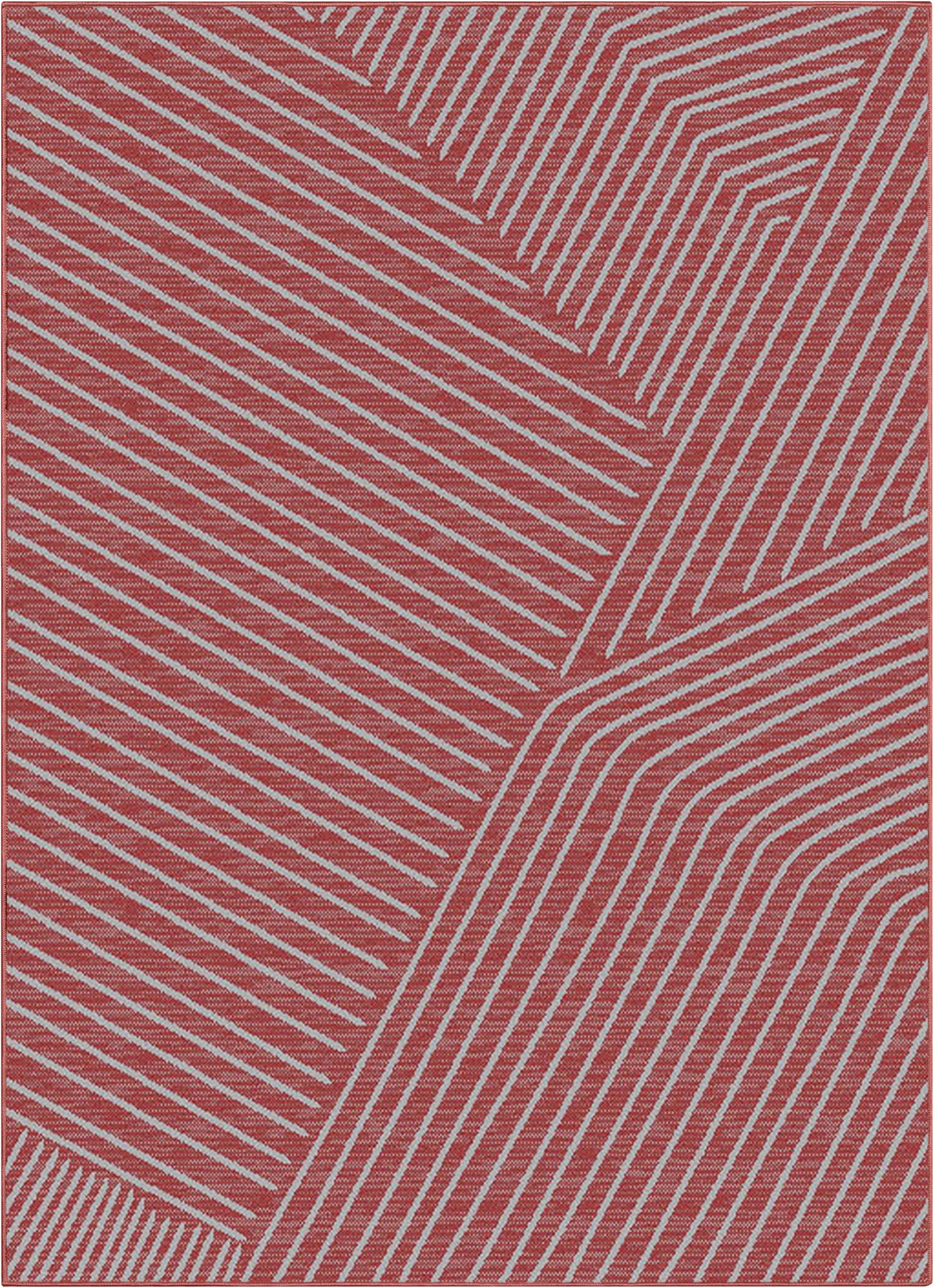 Linden Modern Stripes Indoor/Outdoor Red Flat-Weave Rug MED-160