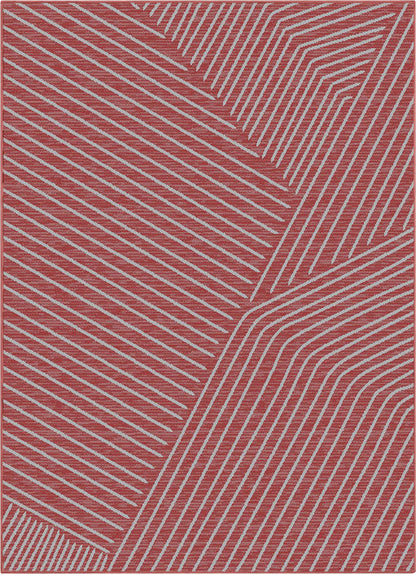Linden Modern Stripes Indoor/Outdoor Red Flat-Weave Rug MED-160