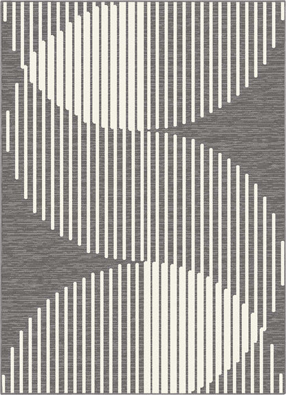 Alder Modern Stripes Indoor/Outdoor Ivory Grey Flat-Weave Rug MED-172