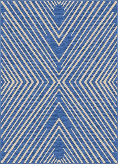 Kesia Modern Stripes Indoor/Outdoor Blue Flat-Weave Rug MED-184