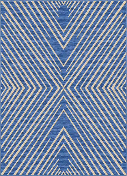 Kesia Modern Stripes Indoor/Outdoor Blue Flat-Weave Rug MED-184