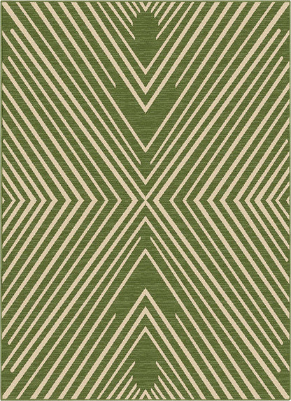 Kesia Modern Stripes Indoor/Outdoor Green Flat-Weave Rug MED-185