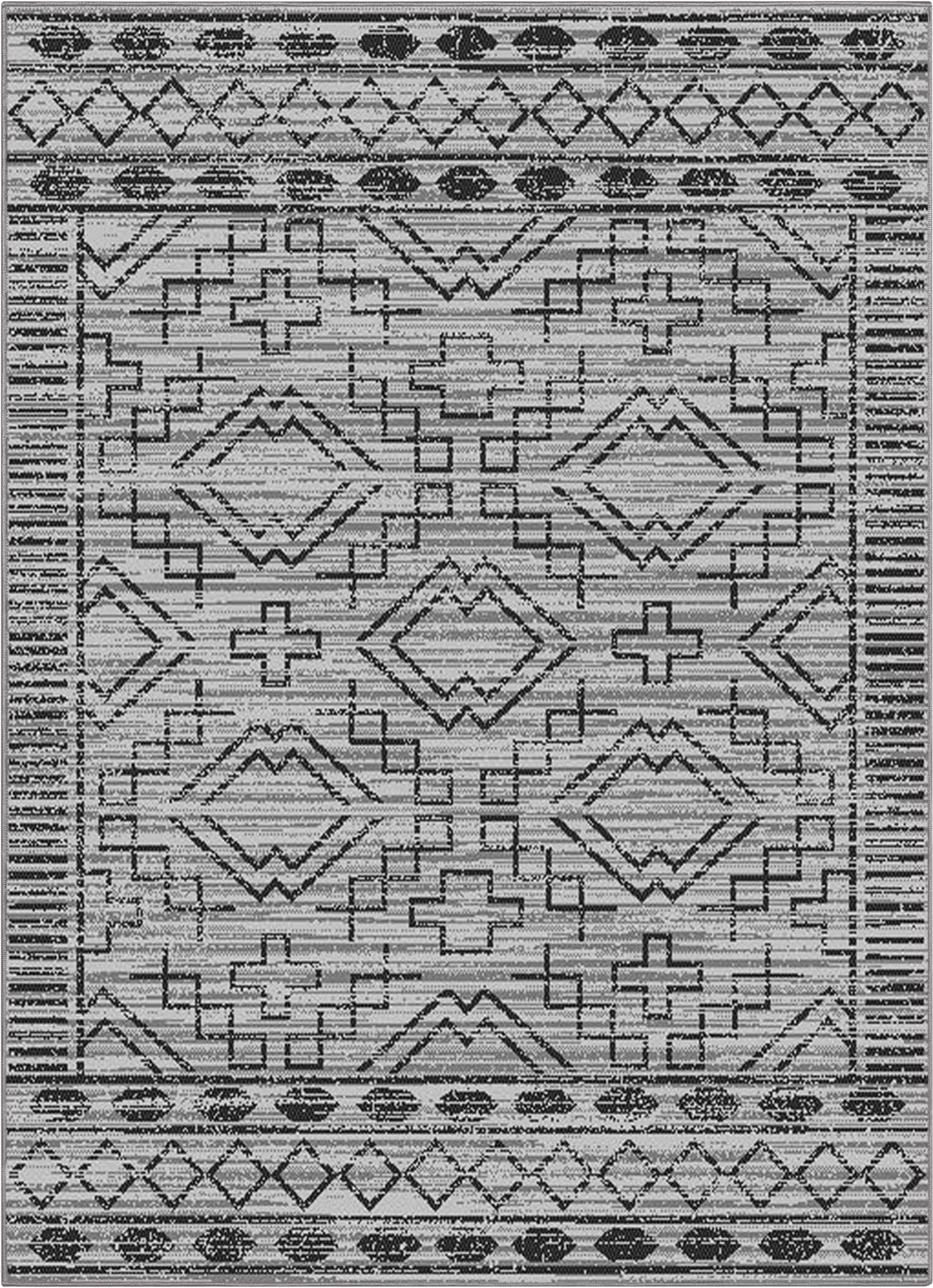 Quay Tribal Indoor/Outdoor Grey Flat-Weave Rug MED-207