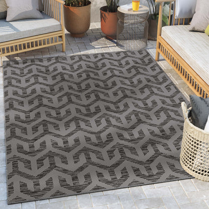 Atlantis Modern Stripes Indoor/Outdoor Grey Flat-Weave Rug MED-217