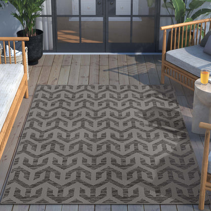 Atlantis Modern Stripes Indoor/Outdoor Grey Flat-Weave Rug MED-217