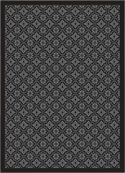 Manola Moroccan Trellis Indoor/Outdoor Black Flat-Weave Rug MED-233