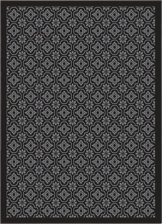 Manola Moroccan Trellis Indoor/Outdoor Black Flat-Weave Rug MED-233