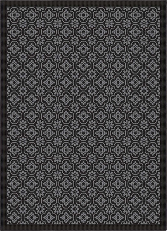 Manola Moroccan Trellis Indoor/Outdoor Black Flat-Weave Rug MED-233