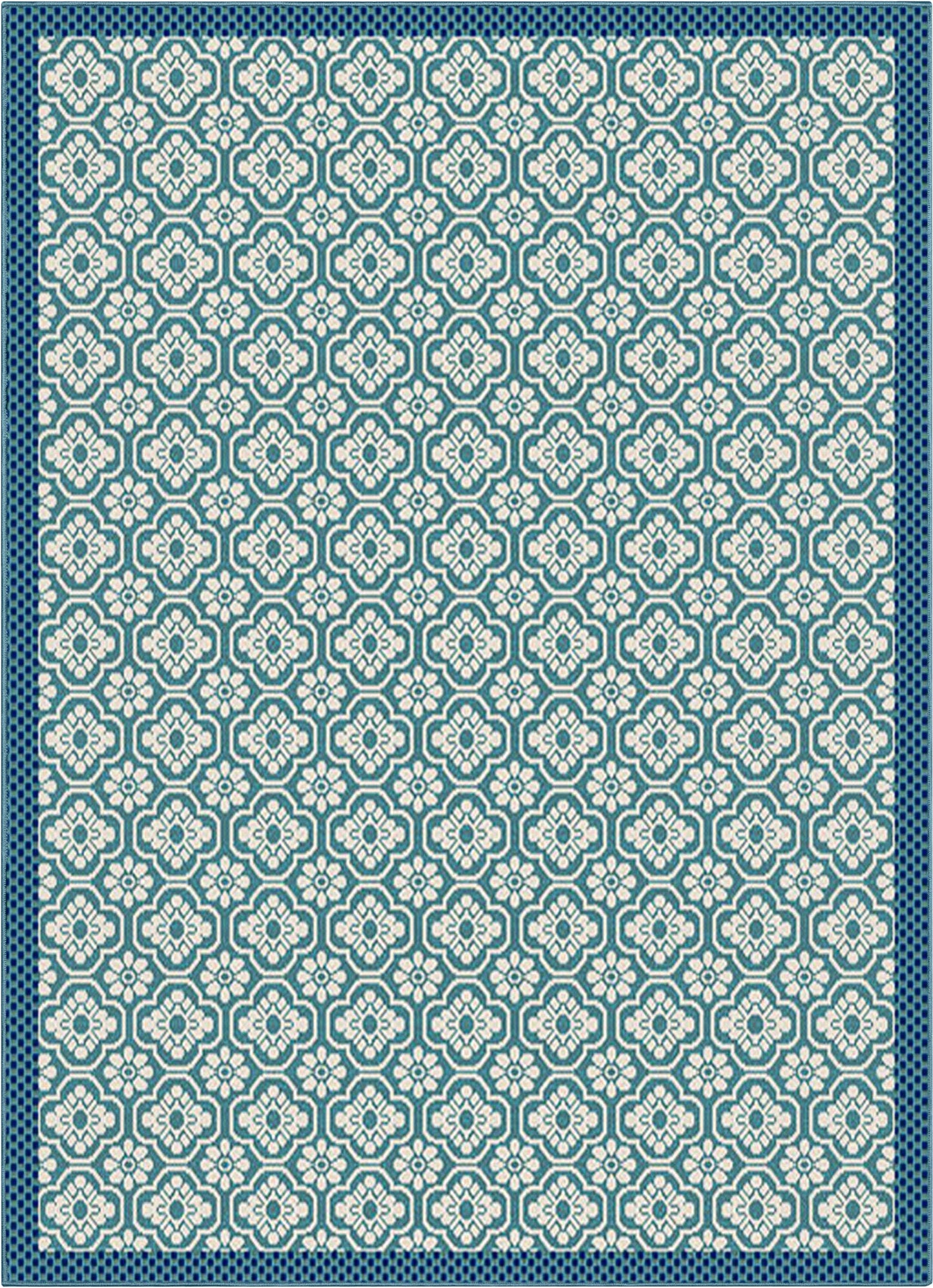 Manola Moroccan Trellis Indoor/Outdoor Blue Flat-Weave Rug MED-236