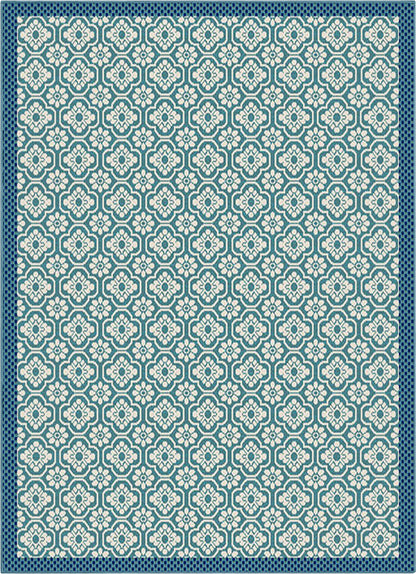 Manola Moroccan Trellis Indoor/Outdoor Blue Flat-Weave Rug MED-236