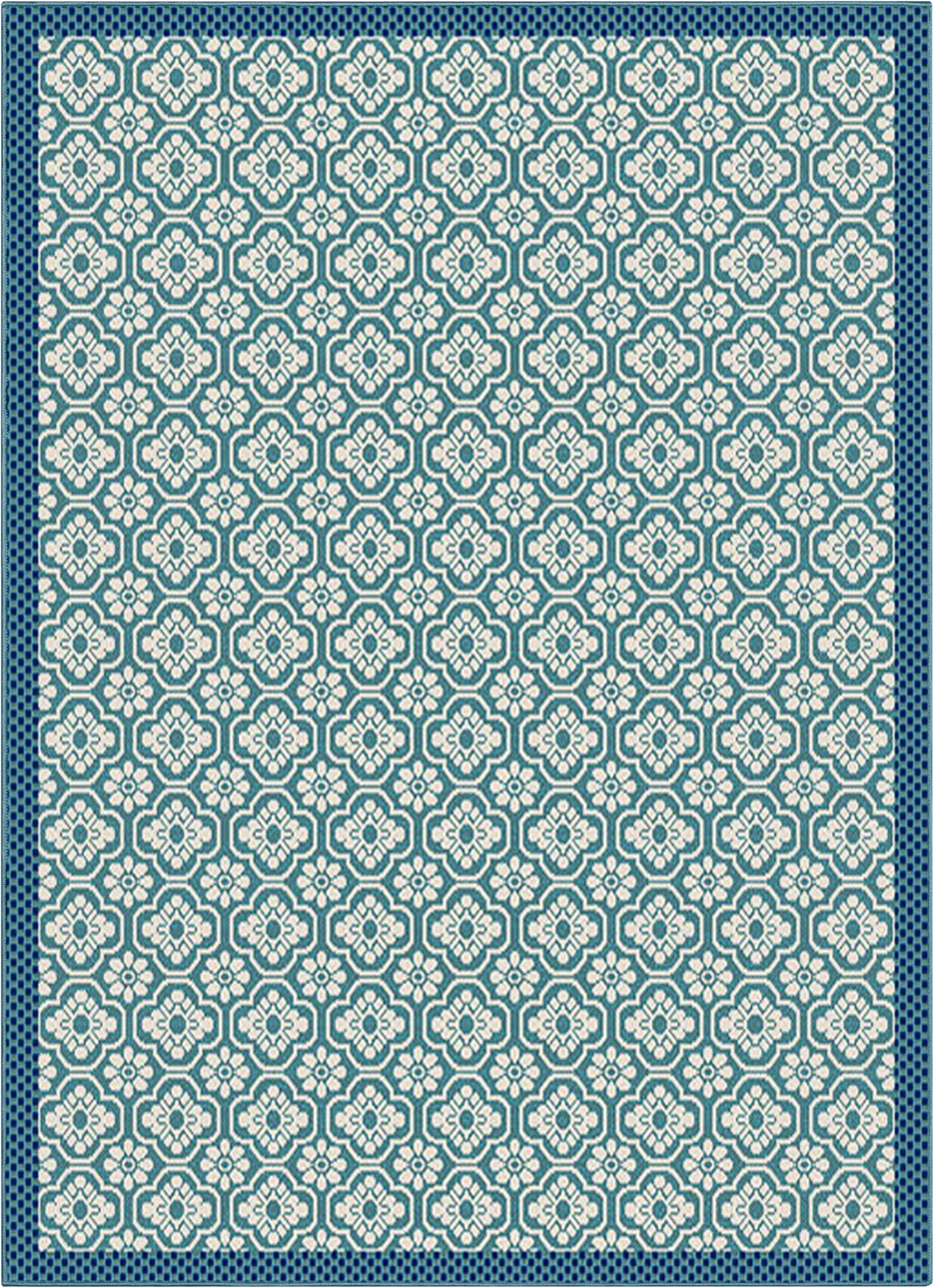 Manola Moroccan Trellis Indoor/Outdoor Blue Flat-Weave Rug MED-236