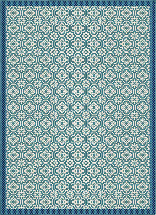Manola Moroccan Trellis Indoor/Outdoor Blue Flat-Weave Rug MED-236