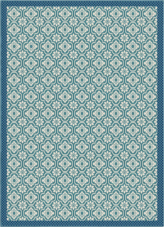 Manola Moroccan Trellis Indoor/Outdoor Blue Flat-Weave Rug MED-236