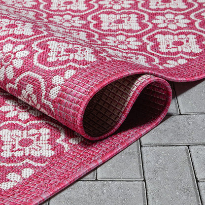Manola Tribal Indoor/Outdoor Fuschia Flat-Weave Rug MED-239