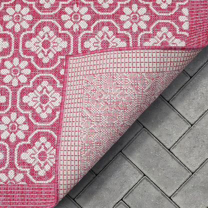 Manola Tribal Indoor/Outdoor Fuschia Flat-Weave Rug MED-239