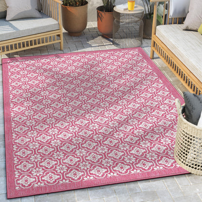 Manola Tribal Indoor/Outdoor Fuschia Flat-Weave Rug MED-239