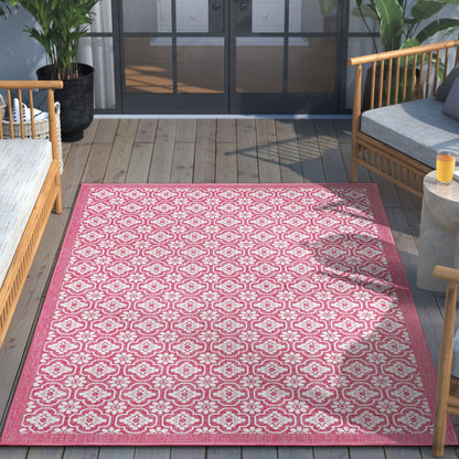 Manola Tribal Indoor/Outdoor Fuschia Flat-Weave Rug MED-239