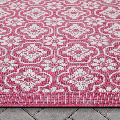 Manola Tribal Indoor/Outdoor Fuschia Flat-Weave Rug MED-239