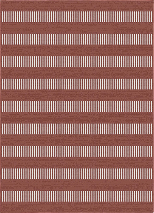 Stria Modern Stripes Indoor/Outdoor Coral Flat-Weave Rug MED-240