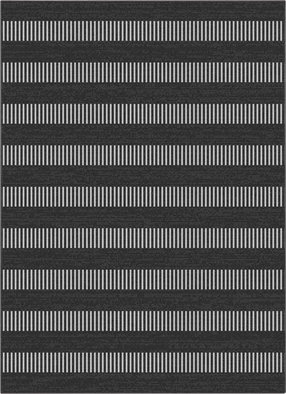 Stria Modern Stripes Indoor/Outdoor Black Flat-Weave Rug MED-243