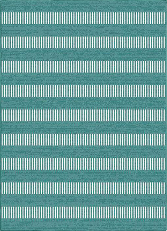 Stria Modern Stripes Indoor/Outdoor Blue Flat-Weave Rug MED-244